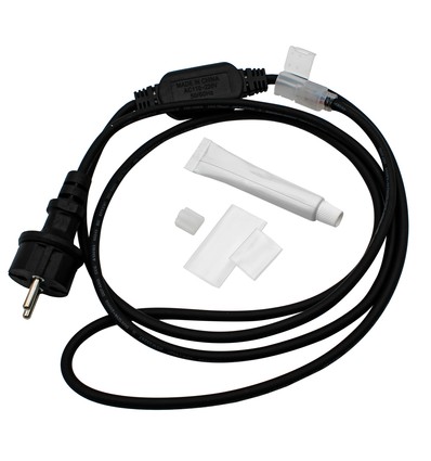 Vandtæt stik til 230V LED strip (Slim COB) - 2 meter, Inkl. endeprop, 230V