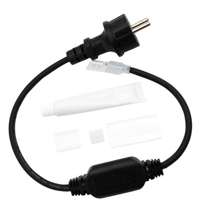 50cm Vanntett kontakt til 230V LED-strip (Slim COB) - Inkl. endestykke, 230V