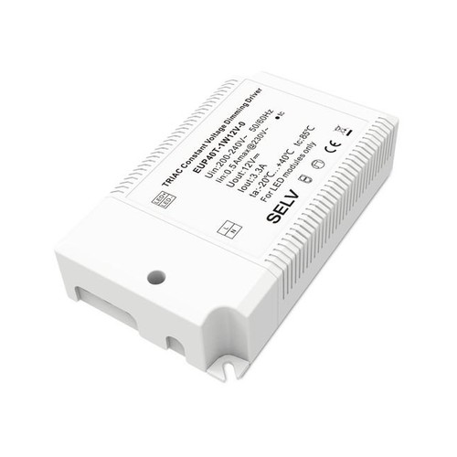 40W / 12V DC dimbar strømforsyning - 3.3A, Triac fasedimming, IP20 innendørs