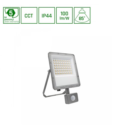 50W NOCTIS MAX CCT flomlys med sensor - IP44, PIR, 3 farger