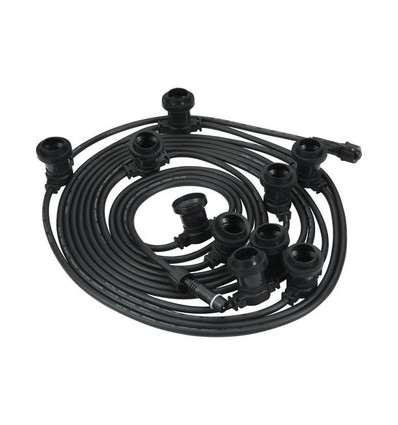 10m lyslenke til fest, kan forlenges - IP44, sort kabel, uten lyskilder