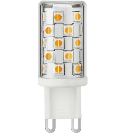 G9 4W dimbar LED-pære - DimToWarm, 2200-3000K, 360lm, 4,9cm, klart glass