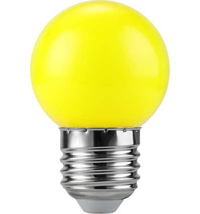 E27 1W LED kronepære - G45, gul, 50lm, Party Colour