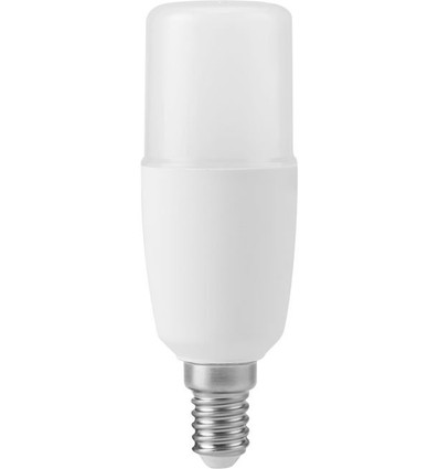 E14 7W LED rørpære, 10,8cm, 95-265V - 810lm, opalt glass