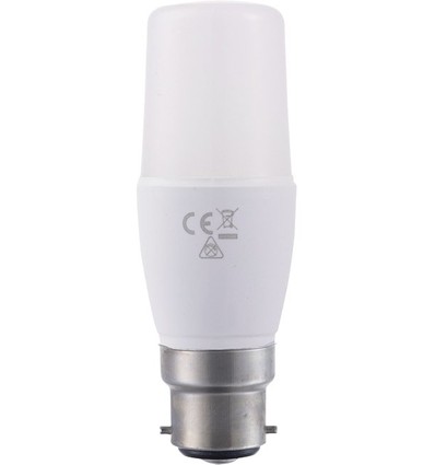 B22d 7W LED-pære, 95-265V - 10,8cm, 640lm, opalt glass