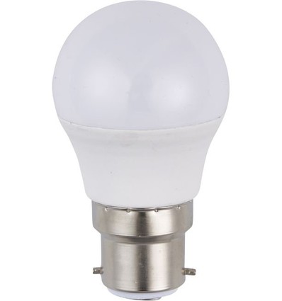 B22d 3W LED kronepære, 12-60V - G45, opalt glass, 3000K