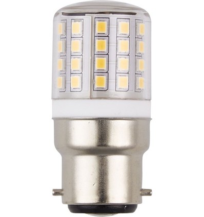 BA22d 4,5W LED-rør, 24-30V - 5,8cm, 550lm, 3000K, klart glass, AC/DC