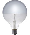 E27 4W dimbar LED globepære - G125, toppforsølvet, filament, 2500K, sølv speilglass