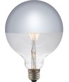 E27 4W dimbar LED globepære - G125, toppforsølvet, filament, 2500K, sølv speilglass