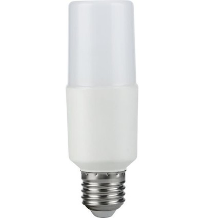 E27 9W LED Stick-pære, 95-265V - 12,5cm, 1180lm, 3000K, opalt glass