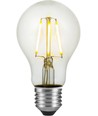 E27 4W LED filamentpære med lyssensor - A60, 470lm, 2700K, klart glass