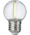 E27 1W LED kronepære - G45, filament, klar, knusesikker polykarbonat, 2700K