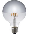 E27 4W dimbar LED globepære - G95, toppforsølvet, filament, 2500K, sølvspeil