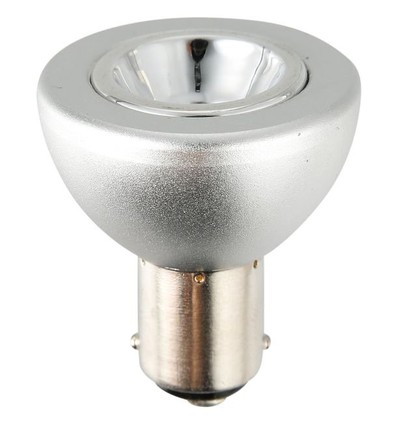 BA15d 5W LED-spot, 12V - R37, 285lm, 35°, dimbar, sølv, 2700K