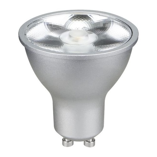 GU10 6W LED-pære - 500lm, 17°, dimbar, sølv, 2700K