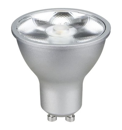 GU10 6W LED-pære - 500lm, 17°, dimbar, sølv, 2700K
