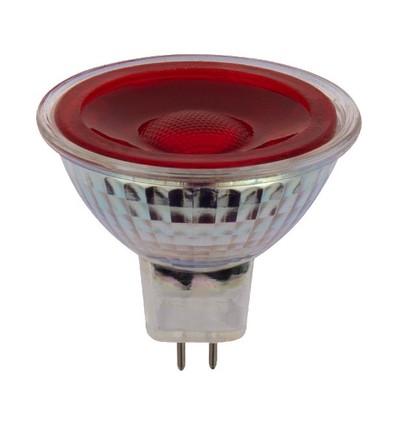 GU5.3 5W LED-pære, 12V - MR16, 38°, rød, glass