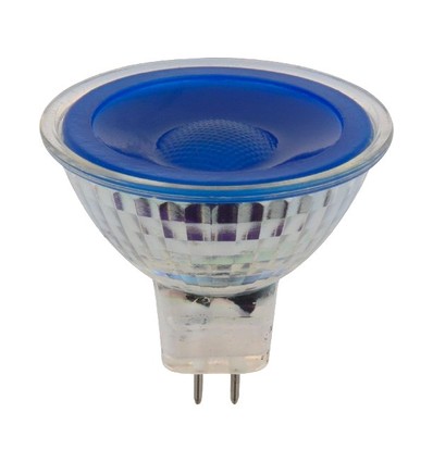 GU5.3 5W LED-pære, 12V - MR16, Blå, 38 grader, glass