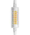 R7S 78mm / 7W LED-pære - 1000lm, klart glass, keramikk, varmhvit