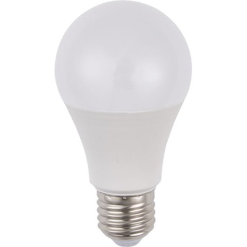 E27 9,5W LED-pære, 100-240V - A60, 900lm, 6500K, AC/DC, opalglass