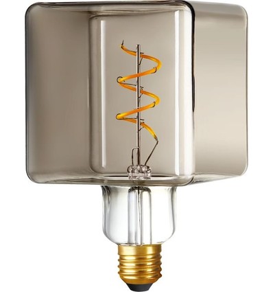 E27 4W LED Ice Cube filamentpære - C95, dimbar, 2200K, røykfarget glass
