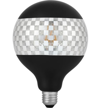 E27 4W dimbar LED globepære - G125, Laser Blox, 120lm, 2500K, sort/sølv