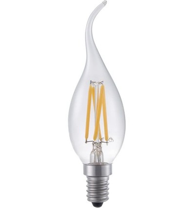 E14 4W dimbar LED-kronepære med tipp - Filament, 320lm, C35, klart glass, 2500K