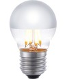 E27 4W dimbar LED kronepære - G45, Filament, Toppforsølvet, 2500K, Sølv