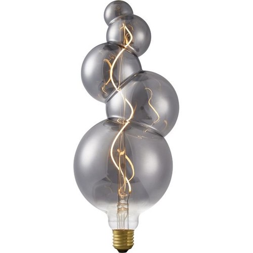 E27 4W XXL Flex Bubble-5 LED-pære - 100lm, 2200K, dimbar, røykfarget glass, filament
