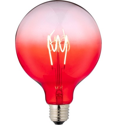 E27 4W dimbar LED-pære - G125, rød, Flex Filament, 140lm