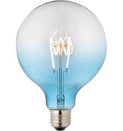 E27 4W dimbar LED-pære - G125, Flex Filament, Blå, 140lm