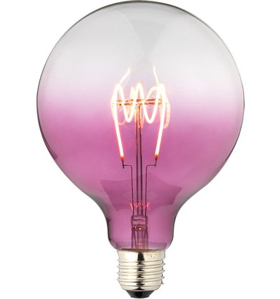 E27 4W dimbar LED filamentpære - G125, Flex Globe, lilla glass, 140lm