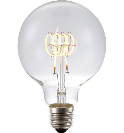 E27 4,5W dimbar LED-pære - G95, Filament Flex, 2200K, 190lm, klart glass