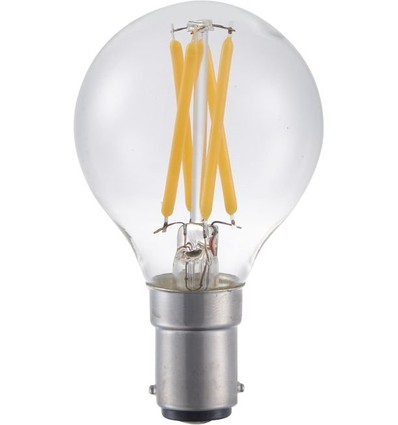 BA15d 4W dimbar LED kronepære - G45, filament, klart glass, 2700K