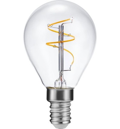 E14 3,2W dimbar LED kronepære - Slim Flex filament, G45, 320lm, 2200K, klart glass