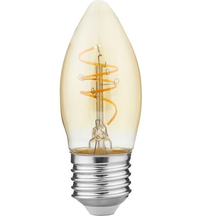 E27 4,2W dimbar Slim Flex LED kronepære - C35, 470lm, gyllent glass, 2200K