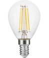 E14 4,7W dimbar LED kronepære - G45, filament, 470lm, 2500K, klart glass