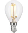 E14 4,7W dimbar LED kronepære - G45, filament, 470lm, 2500K, klart glass