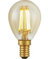 E14 4,7W dimbar LED kronepære - G45, filament, 2200K, gullglass, 470lm