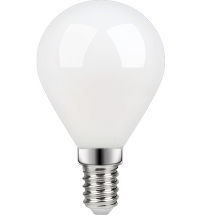 E14 4,7W dimbar LED kronepære - G45, filament, opalt glass, 2700K