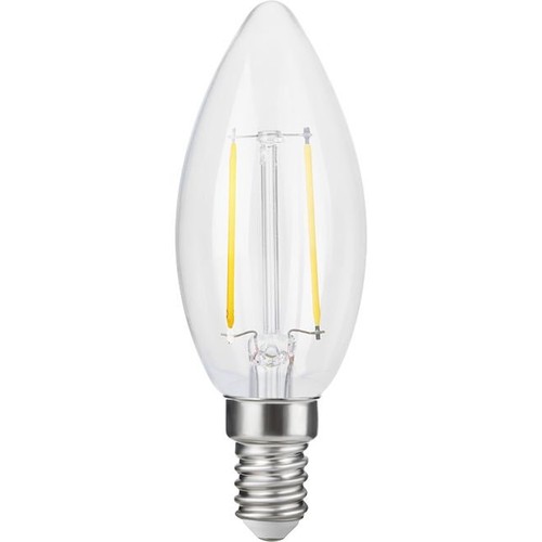 E14 2,5W dimbar LED kronepære - C35, filament, klart glass, 2700K