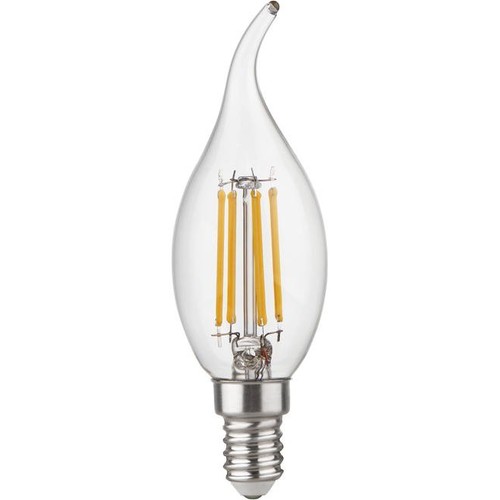 E14 4,7W dimbar LED kronepære med tipp - C35, filament, klart glass, 2700K
