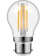 B22d 4,7W dimbar LED kronepære - G45, filament, 470lm, 2500K, klart glass