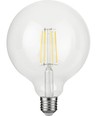 E27 4,7W dimbar LED filamentpære - G125, 470lm, 2500K, klart glass