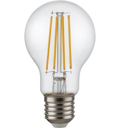 E27 4,7W dimbar LED-pære - A60, filament, 470lm, 2500K, klart glass