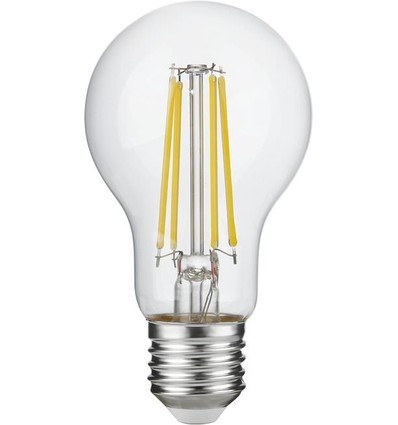 E27 4,9W dimbar LED-pære - A60, filament, klart glass, 600lm, 2700K