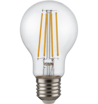 E27 6,5W dimbar LED filamentpære - A60, 810lm, klart glass, 2700K