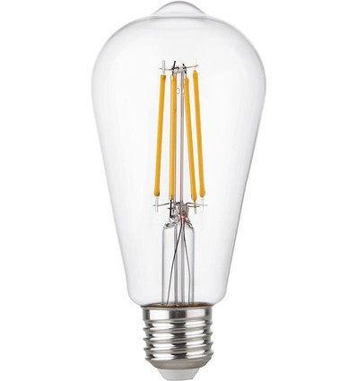 E27 4,7W dimbar LED Rustika-pære - ST64, filament, 2500K, klart glass