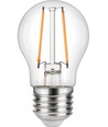 E27 2,5W dimbar LED kronepære - G45, filament, klart glass, 2500K