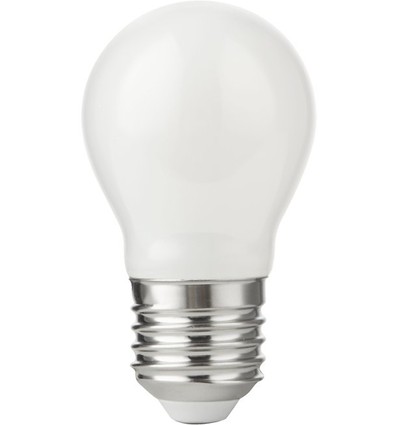 E27 2,9W dimbar LED kronepære - G45, opalt glass, filament, 2700K